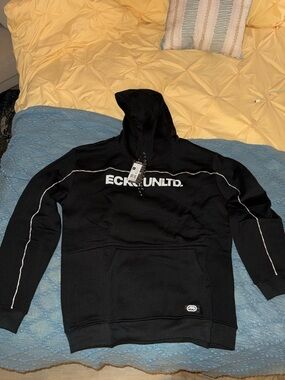 Ecko Unlimited Men's Black Crewneck Hoodie with White Logo